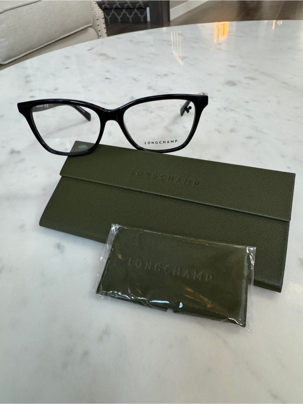 NWT Longchamp LO2744N Black Cat Eye Eyeglass Frames w/ Case & Cloth